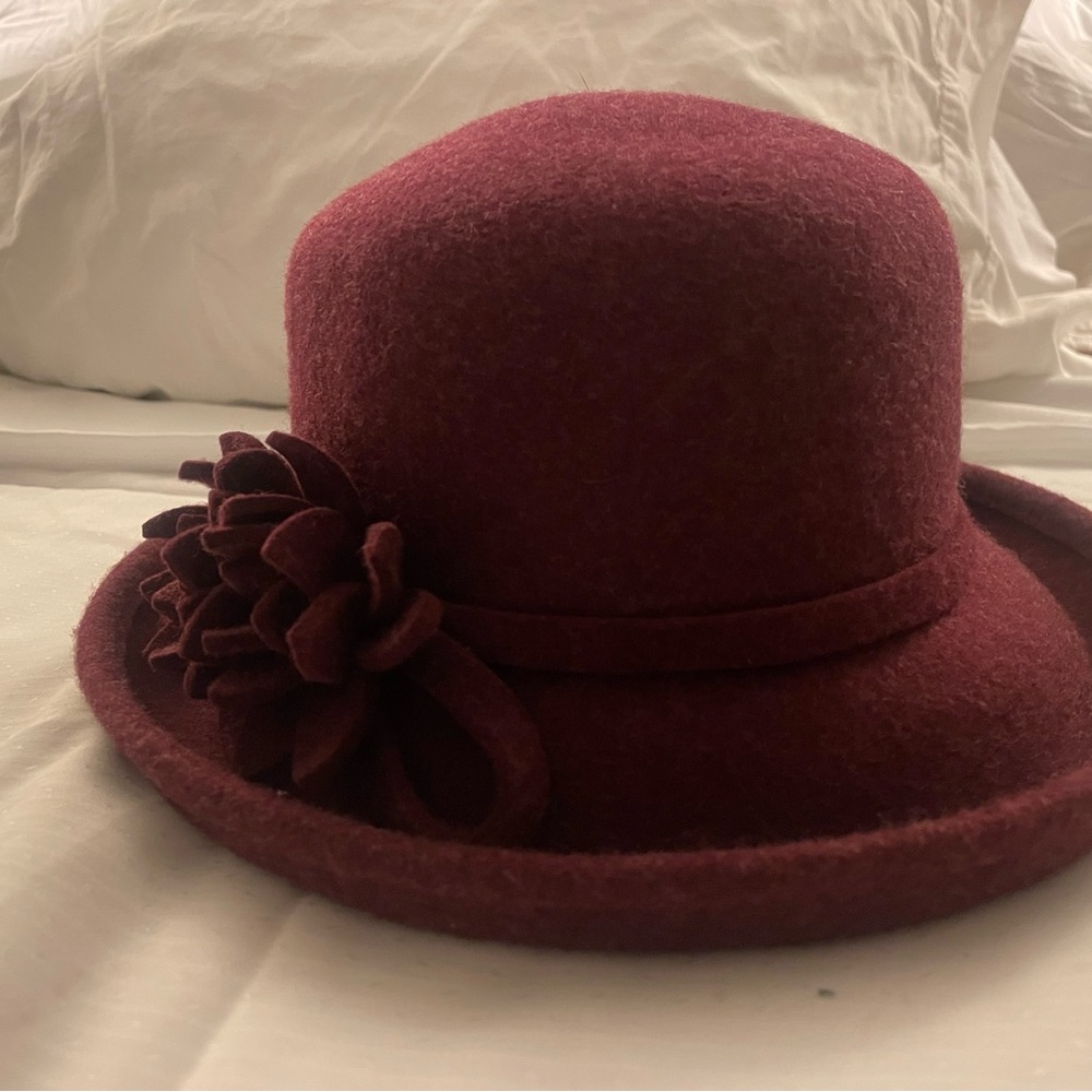 Elegant burgundy ladies hat